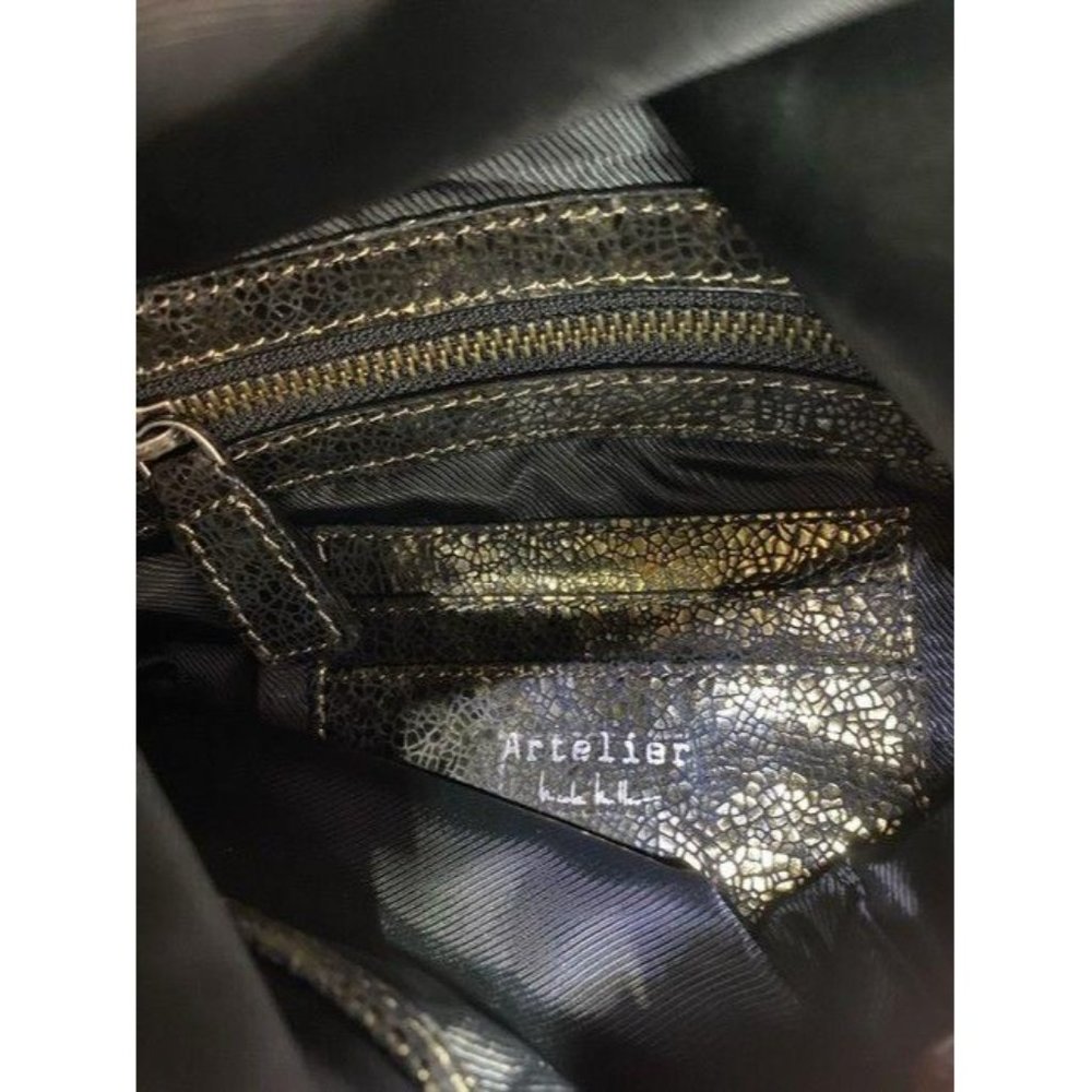 Nicole Miller Msrp Black Gold Leather Cross Body B - Picture 10 of 12